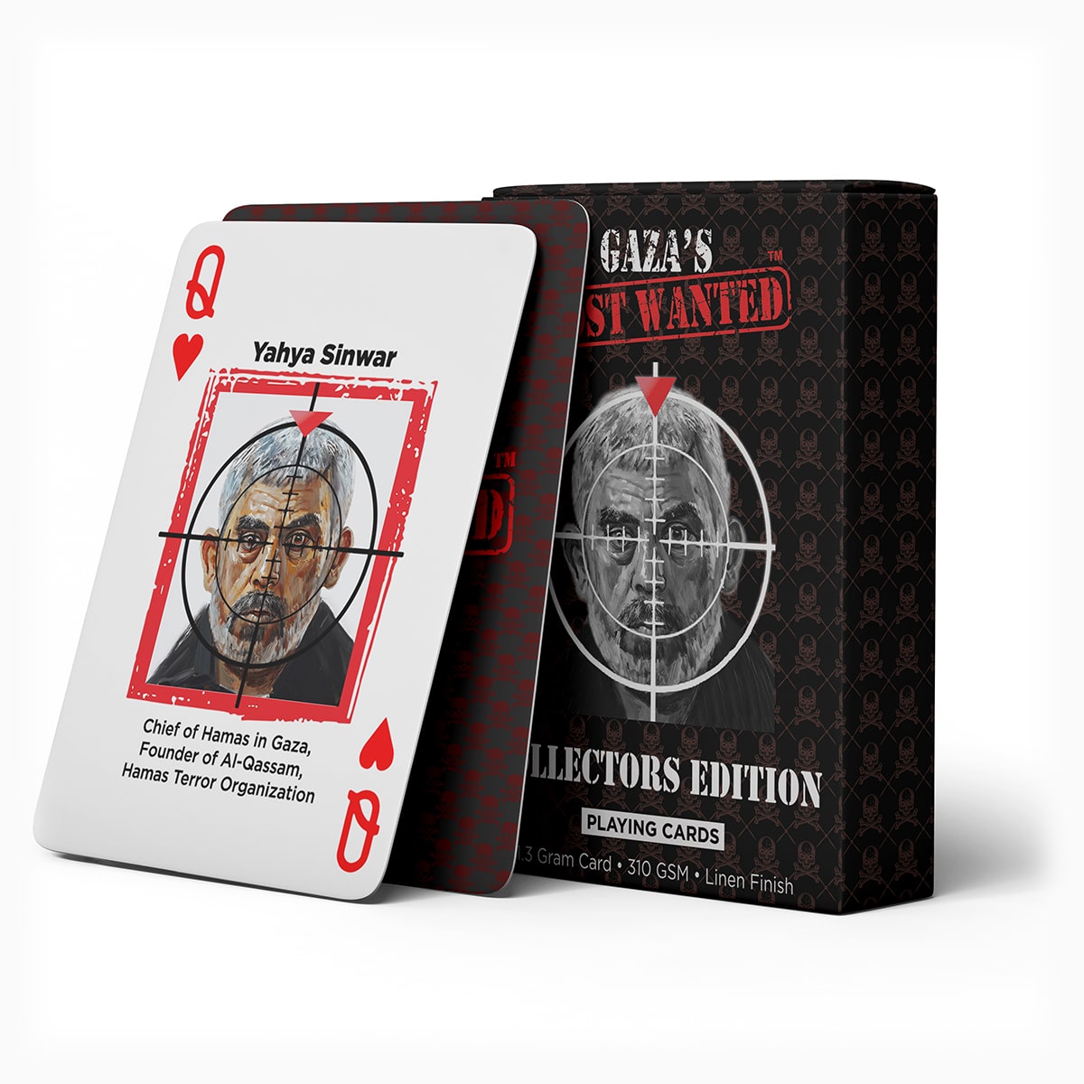 Poker cards with intricate designs, featuring Mossad's intelligence on current Hamas targets in Gaza.